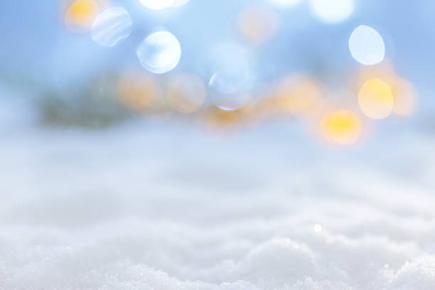 istock Winter christmas landscape and defocused lights 624226774