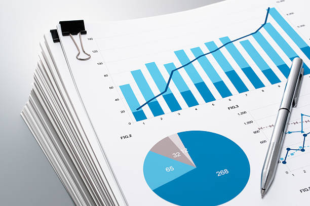 istock Close up of documents and charts. 624227546