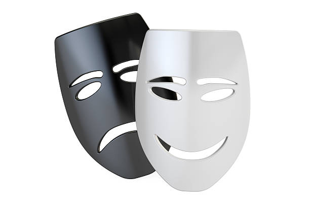 Tragicomic Theater Masks. Sad and Smile concept, 3D rendering Tragicomic Theater Masks. Sad and Smile concept, 3D rendering isolated on white background tragicomedy stock pictures, royalty-free photos & images