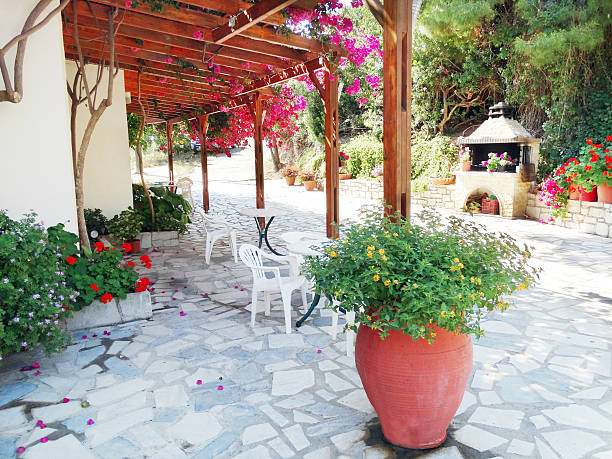 istock luxury hotel building balcony and terrace santorini Greece 624250740