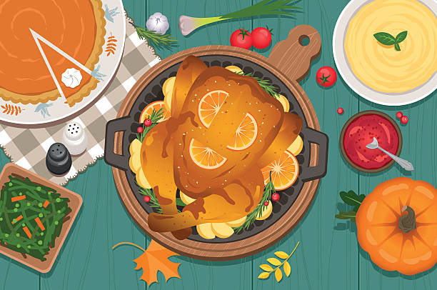 Thanksgiving day Thanksgiving day meal. cranberry sauce stock illustrations