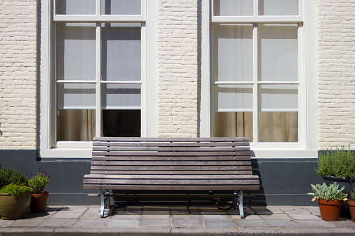 Bench in front of a house, Midddelburg, Netherlands.