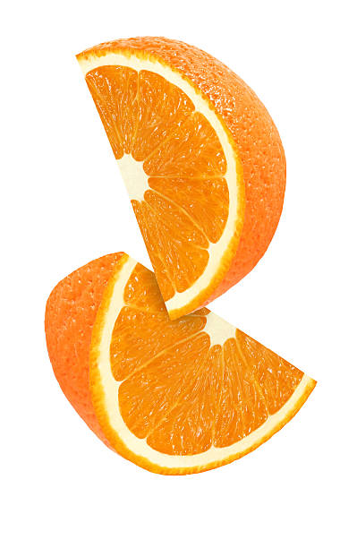 istock hanging, falling, flying orange fruits isolated with clipping path 624261980