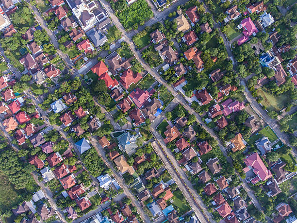 istock Residential area aerial view 624265218