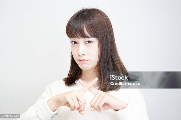 Young Woman Saying No Stock Photo - Download Image Now - Single Word No, Sign, Adult