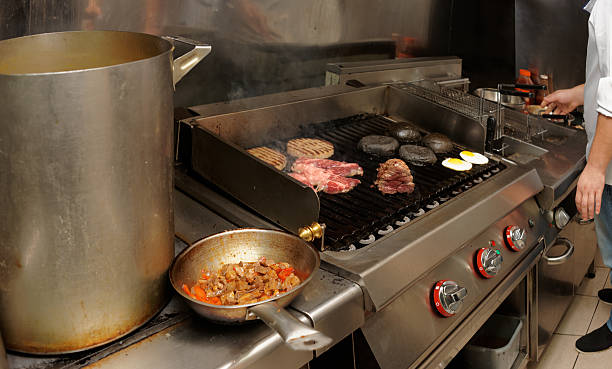 istock Real kitchen of bar and grill restaurant 624265668