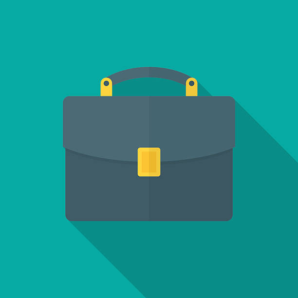 stockillustraties, clipart, cartoons en iconen met briefcase icon with long shadow. - attaché