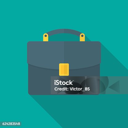 istock Briefcase icon with long shadow. 624283548