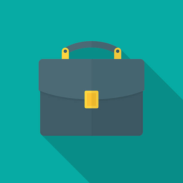 Briefcase icon with long shadow. Briefcase icon with long shadow. Flat design style. Briefcase silhouette. Simple icon. Modern flat icon in stylish colors. Web site page and mobile app design vector element. briefcase illustrations stock illustrations