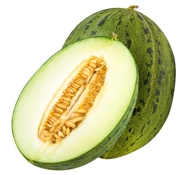 istock Group of green melons isolated on white background 624283798