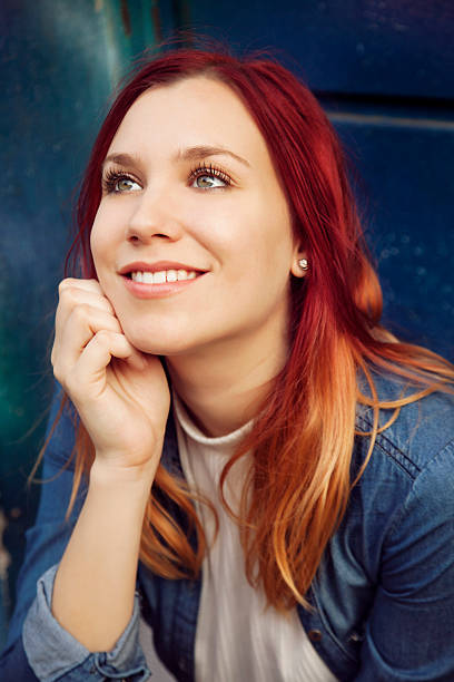 istock Happy red hair young woman smiling 624287732