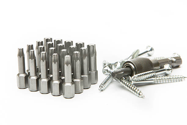 jeu de mèches de tournevis (têtes de torx) - screwdriver isolated phillips work tool photos et images de collection