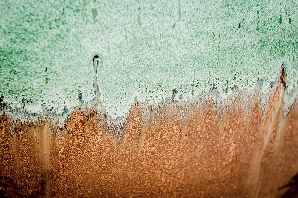 Interesting textures of ceramic glaze on decorative pottery vase, full-frame