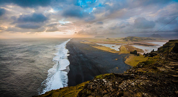 istock Stormy day on The black sand beach in Iceland 624289612