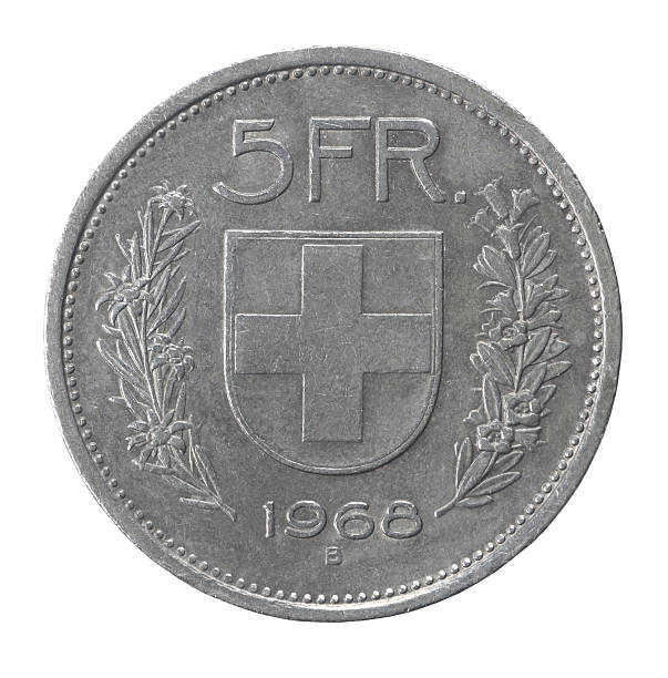 pièce de cinq francs - swiss currency coin swiss francs swiss coin photos et images de collection