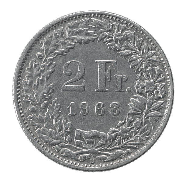 pièce de deux francs - swiss currency coin swiss francs swiss coin photos et images de collection