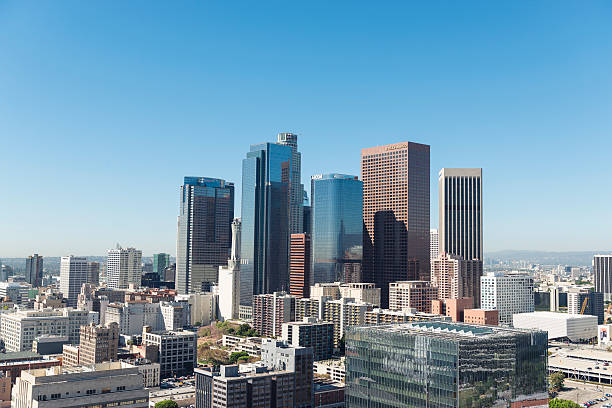 istock Los Angeles downtown aerial view 624357414