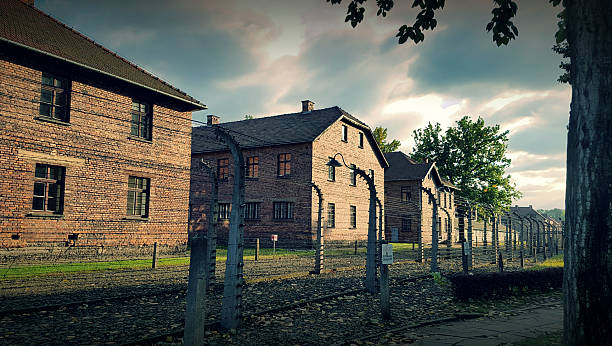 auschwitz ii birkenau, the biggest nazi concentration camp - adolf hitler imagens e fotografias de stock