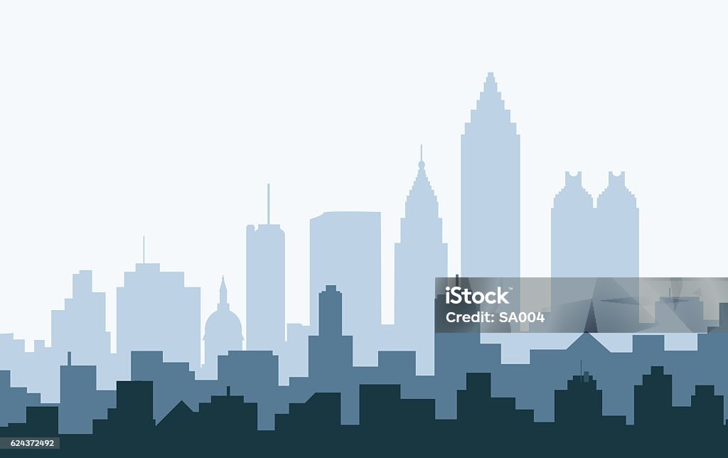 Atlanta Morning Skyline - Vector - arte vectorial de Atlanta libre de derechos