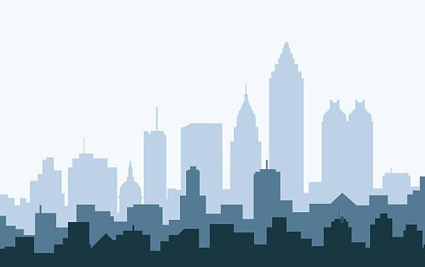 illustrations, cliparts, dessins animés et icônes de atlanta morning skyline - vector - skyscraper skyline built structure business