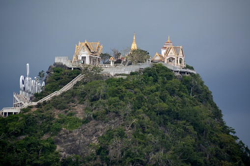 Prachuap Khiri Khan town, zoom of the hill of Wat Thammikaram, the \