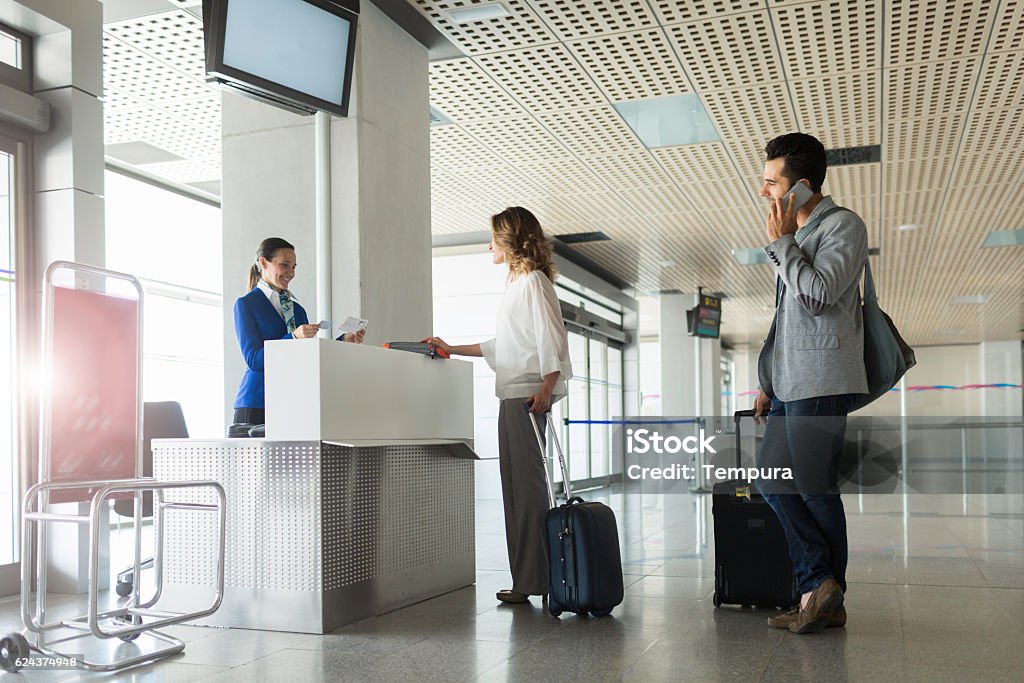 Boarding the plane, departure lounge. Airport Stock Photo
