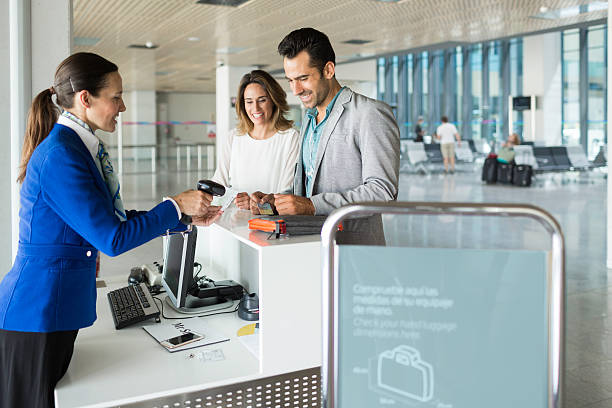 istock Boarding the plane, departure lounge. 624375262
