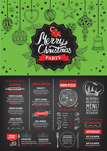 istock New Year food menu restaurant. Christmas party invitation. 624391810