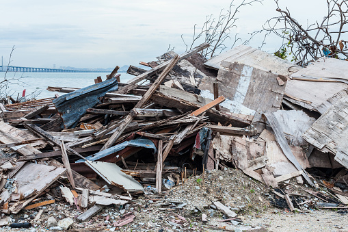 Junk site indicating disaster like tsunami, earthquake,tornado or typhoon