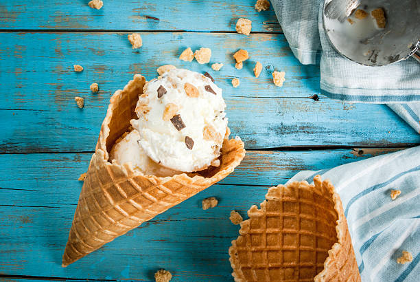 istock Traditional waffle cones and ice cream 624392988