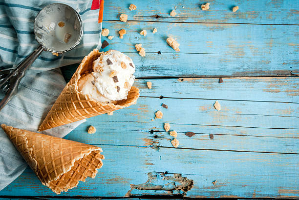 istock Traditional waffle cones and ice cream 624392992