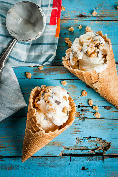 istock Traditional waffle cones and ice cream 624393032