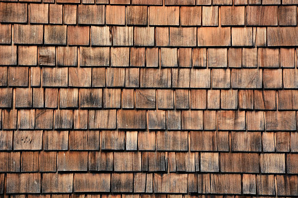 istock Old wooden tiles as a background 624395156