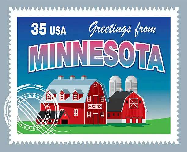 Vector illustration of Minnesota Stamp