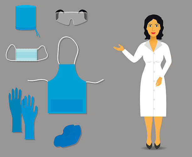 illustrazioni stock, clip art, cartoni animati e icone di tendenza di infermiera mostra abbigliamento medico e accessori per il lavoro - graduation gown