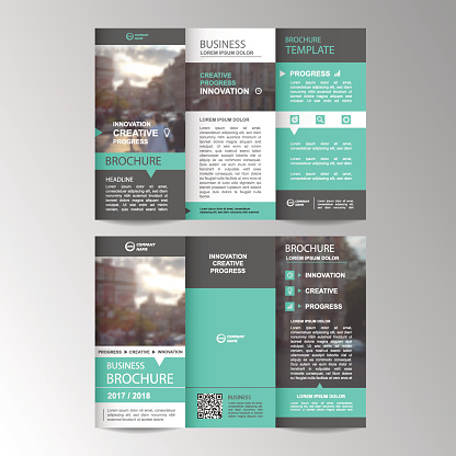 Geometric Trifold Business Brochure Leaflet Flyer or booklet template. Flat design set. Vector Illustration.