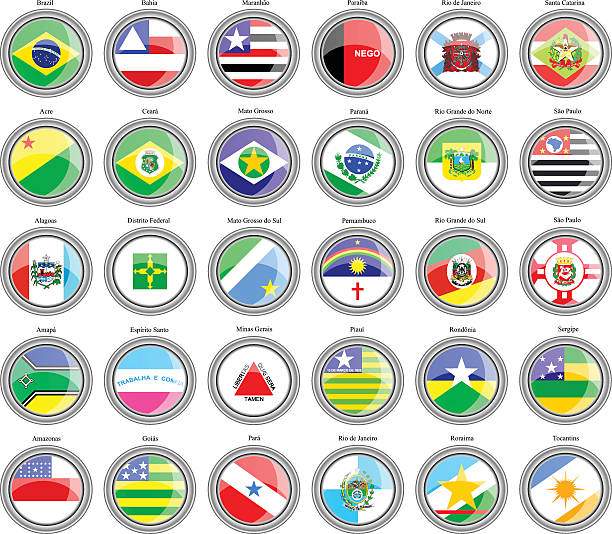 Flags of the Brazilian states Set of icons. Flags of the Brazilian states. rio parana stock illustrations