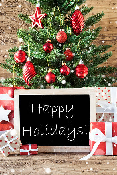 istock Colorful Christmas Tree With Snowflakes, Happy Holidays 624439094
