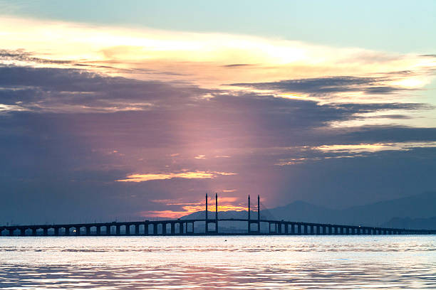 istock Concrete bridge view during sunrise as background 624440068