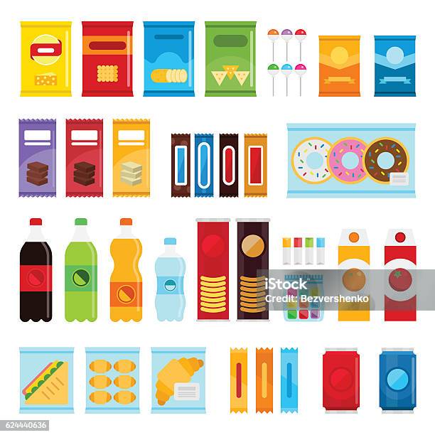 Vending Machine Product Items Set Stock Illustration - Download Image Now - Box - Container, Food, Packaging