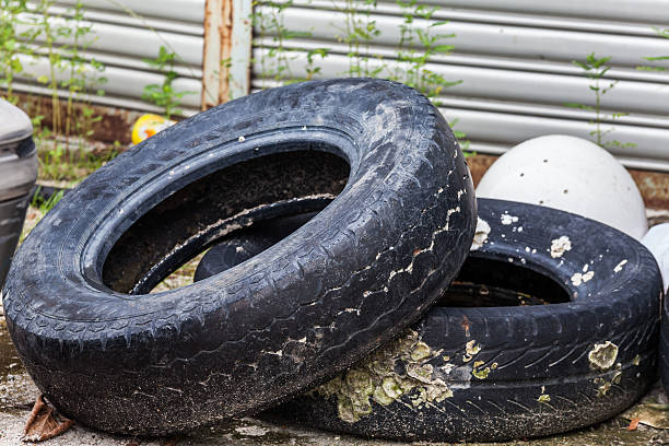 istock Old tire indicating breeding ground for mosquito 624443850