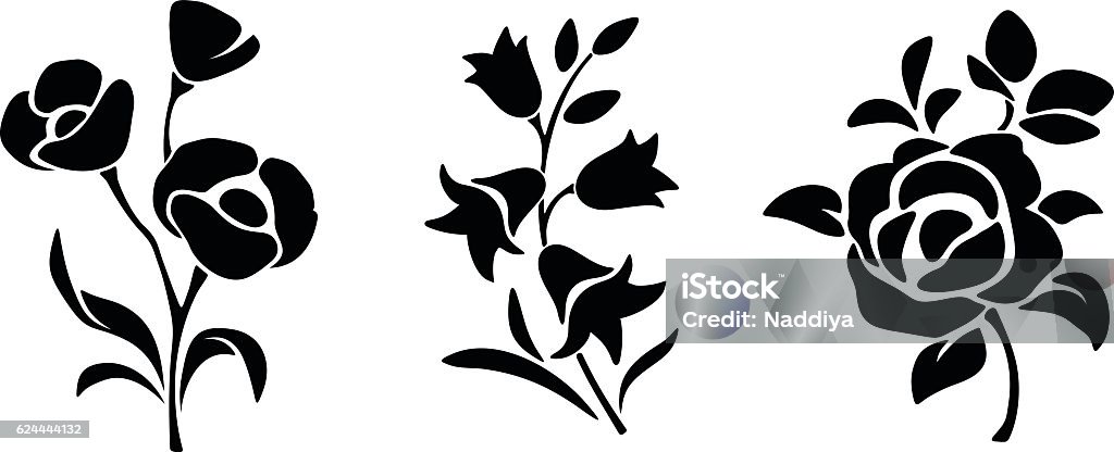 Ilustración de Siluetas Negras De Flores Ilustración Vectorial y más  Vectores Libres de Derechos de Flor - Flor, Silueta, Vector - iStock