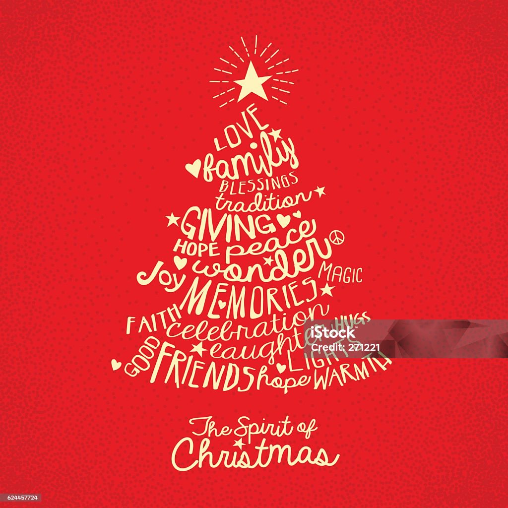 handwritten word cloud Christmas tree greeting card design handwritten word cloud Christmas tree greeting card design with meaningful inspiring words Christmas stock vector