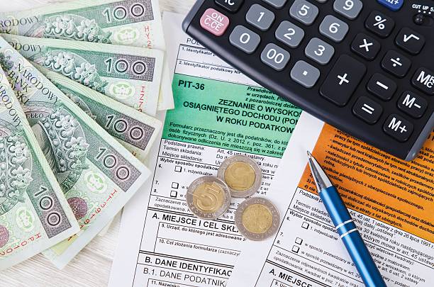 istock Polish tax form with cash 624457808