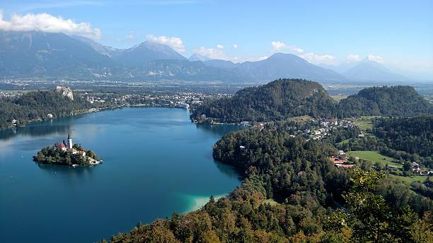 istock Church on Island in Lake Landscape 624457908
