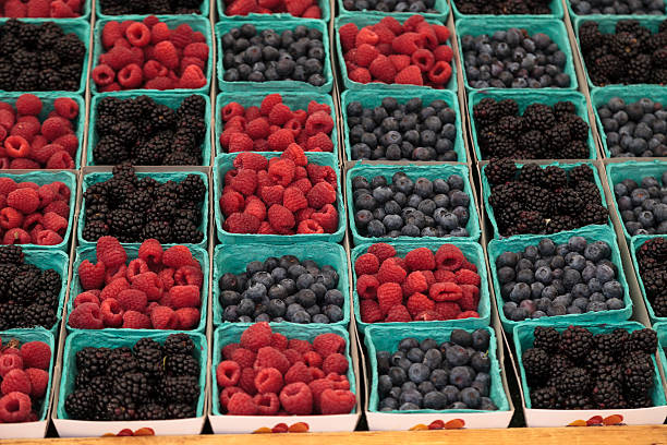 istock Baskets of organic berries 624458128