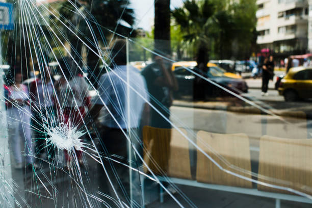 istock Broken Glass of a Bank 624459238