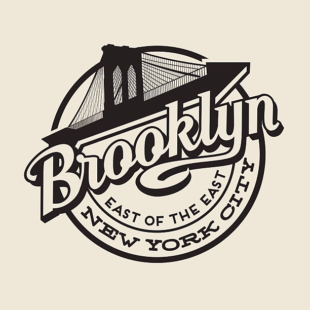 illustrazioni stock, clip art, cartoni animati e icone di tendenza di t-shirt di brooklyn, new york o design tipografico a stampa. - ponte di brooklyn