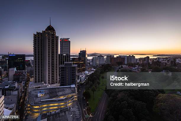 Milky Dawn Glow Over Auckland City Centre Stock Photo - Download Image Now - Albert Park, Hotel, New Zealand