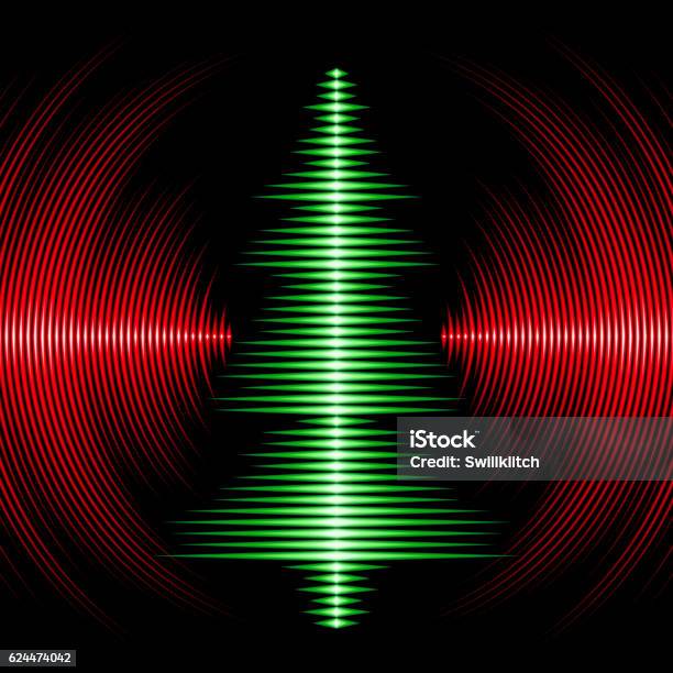 Musical Christmas Tree Card With Vinyl Grooves Stock Illustration - Download Image Now - Christmas, Noise, Sound Recording Equipment